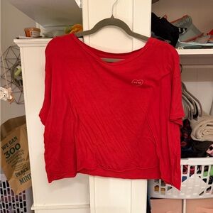 Women's Red Crop Tee with Heart Detail